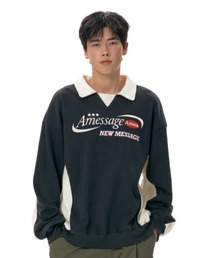 A'GEM/9 × .kom『AMES WORLDWIDE/アメスワールドワイド』NEW MESSAGE COLLAR SWEATSHIRT/ニューメッセージカラースウェットシャツ