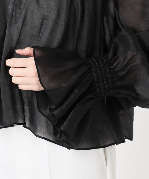 Noble（ノーブル）の「フォギーシアーボリュームブラウス（シャツ/ブラウス・レディース・ブラック/ライトグレー・FREE）」の17枚目の写真