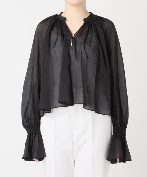 Noble（ノーブル）の「フォギーシアーボリュームブラウス（シャツ/ブラウス・レディース・ブラック/ライトグレー・FREE）」の19枚目の写真