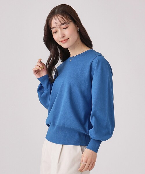 DRESKIP（ドレスキップ）の「◆【洗える】なめらかタッチ レディなお袖ボリュームニット（ニット/セーター・レディース・ライトベージュ/ブラック/ブルー/ブラック系2・03/04/02）」の4枚目の写真