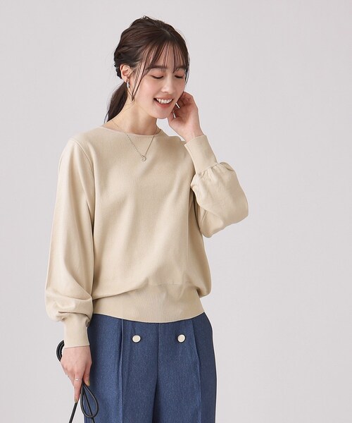 DRESKIP（ドレスキップ）の「◆【洗える】なめらかタッチ レディなお袖ボリュームニット（ニット/セーター・レディース・ライトベージュ/ブラック/ブルー/ブラック系2・03/04/02）」の17枚目の写真