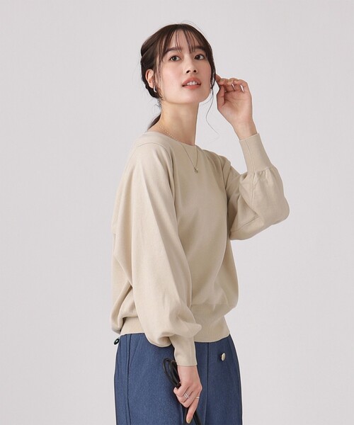 DRESKIP（ドレスキップ）の「◆【洗える】なめらかタッチ レディなお袖ボリュームニット（ニット/セーター・レディース・ライトベージュ/ブラック/ブルー/ブラック系2・03/04/02）」の18枚目の写真