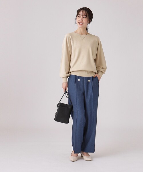 DRESKIP（ドレスキップ）の「◆【洗える】なめらかタッチ レディなお袖ボリュームニット（ニット/セーター・レディース・ライトベージュ/ブラック/ブルー/ブラック系2・03/04/02）」の20枚目の写真