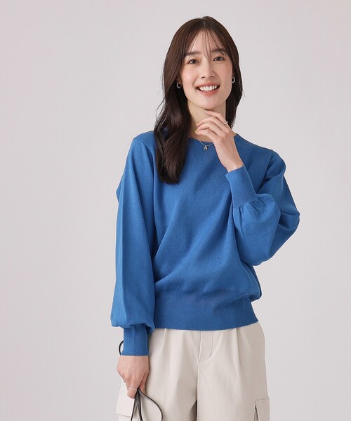 DRESKIP（ドレスキップ）の「◆【洗える】なめらかタッチ レディなお袖ボリュームニット（ニット/セーター・レディース・ライトベージュ/ブラック/ブルー/ブラック系2・03/04/02）」の11枚目の写真