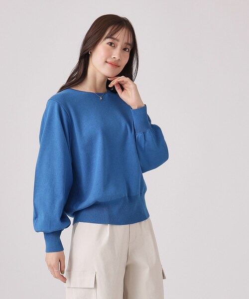 DRESKIP（ドレスキップ）の「◆【洗える】なめらかタッチ レディなお袖ボリュームニット（ニット/セーター・レディース・ライトベージュ/ブラック/ブルー/ブラック系2・03/04/02）」の12枚目の写真