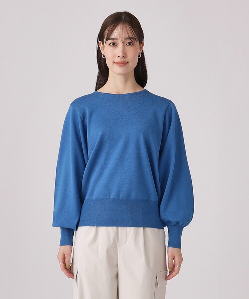 DRESKIP（ドレスキップ）の「◆【洗える】なめらかタッチ レディなお袖ボリュームニット（ニット/セーター・レディース・ライトベージュ/ブラック/ブルー/ブラック系2・03/04/02）」の5枚目の写真