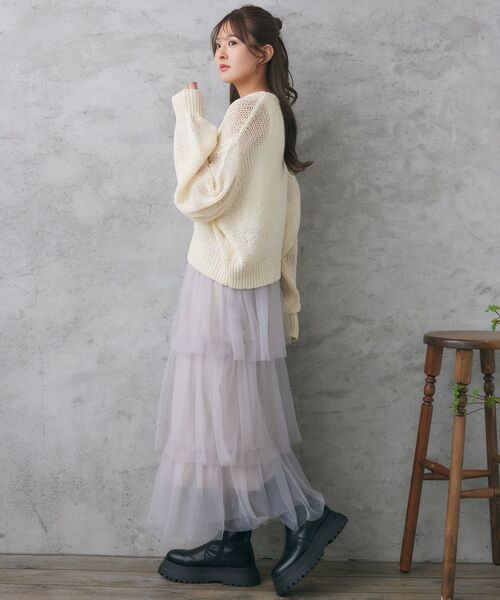 RETRO GIRL（レトロガール）の「ティアードチュールSK（スカート・レディース・アイボリー/ダークグレー/ブラック・FREE）」の7枚目の写真