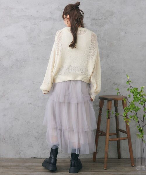 RETRO GIRL（レトロガール）の「ティアードチュールSK（スカート・レディース・アイボリー/ダークグレー/ブラック・FREE）」の9枚目の写真