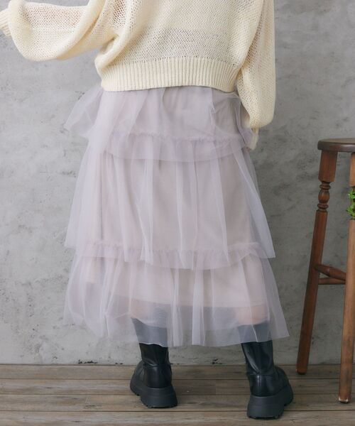 RETRO GIRL（レトロガール）の「ティアードチュールSK（スカート・レディース・アイボリー/ダークグレー/ブラック・FREE）」の13枚目の写真