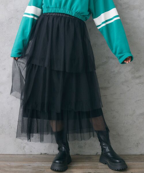 RETRO GIRL（レトロガール）の「ティアードチュールSK（スカート・レディース・アイボリー/ダークグレー/ブラック・FREE）」の19枚目の写真