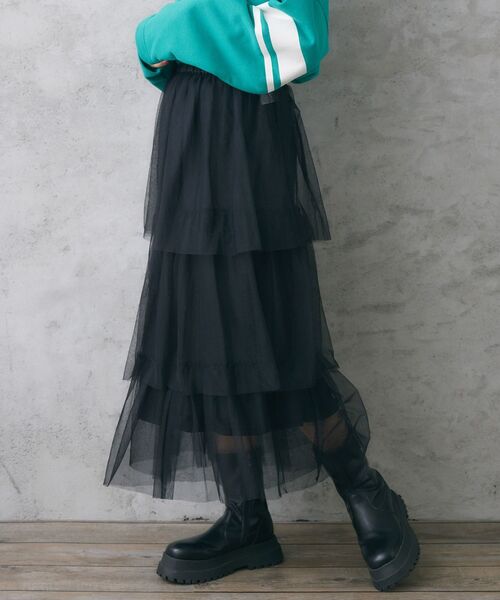 RETRO GIRL（レトロガール）の「ティアードチュールSK（スカート・レディース・アイボリー/ダークグレー/ブラック・FREE）」の20枚目の写真