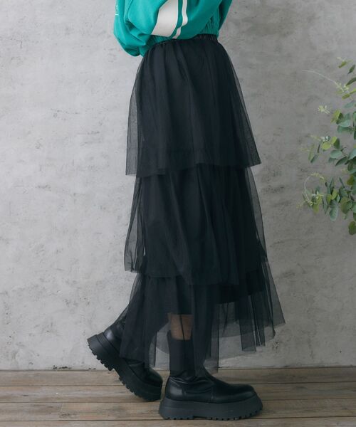 RETRO GIRL（レトロガール）の「ティアードチュールSK（スカート・レディース・アイボリー/ダークグレー/ブラック・FREE）」の21枚目の写真