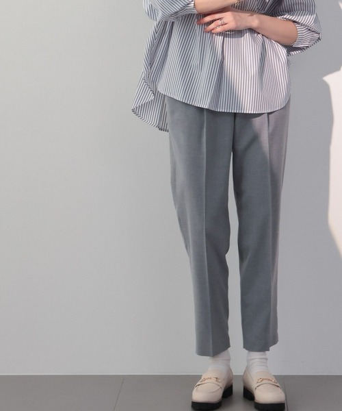 saloon（サルーン）の「SALOON(サルーン)/　ベーシックテーパードパンツ　セットアップ可（スラックス・レディース・グレー/ブラック・MEDIUM/SMALL）」の2枚目の写真