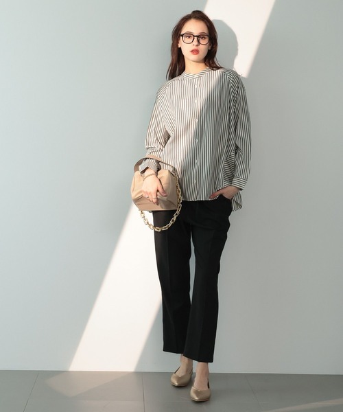 saloon（サルーン）の「SALOON(サルーン)/　ベーシックテーパードパンツ　セットアップ可（スラックス・レディース・グレー/ブラック・MEDIUM/SMALL）」の10枚目の写真