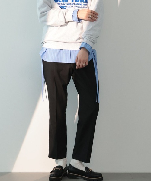 saloon（サルーン）の「SALOON(サルーン)/　ベーシックテーパードパンツ　セットアップ可（スラックス・レディース・グレー/ブラック・MEDIUM/SMALL）」の17枚目の写真