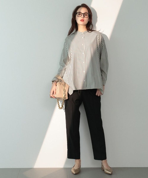 saloon（サルーン）の「SALOON(サルーン)/　ベーシックテーパードパンツ　セットアップ可（スラックス・レディース・グレー/ブラック・MEDIUM/SMALL）」の9枚目の写真