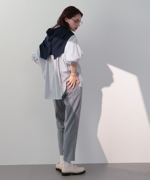 saloon（サルーン）の「SALOON(サルーン)/　ベーシックテーパードパンツ　セットアップ可（スラックス・レディース・グレー/ブラック・MEDIUM/SMALL）」の7枚目の写真