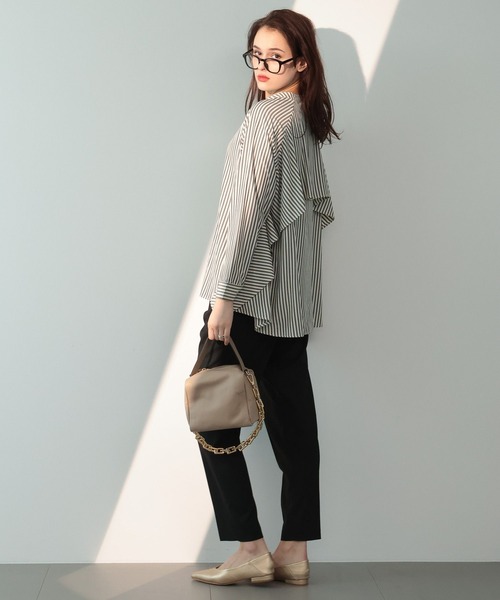 saloon（サルーン）の「SALOON(サルーン)/　ベーシックテーパードパンツ　セットアップ可（スラックス・レディース・グレー/ブラック・MEDIUM/SMALL）」の12枚目の写真