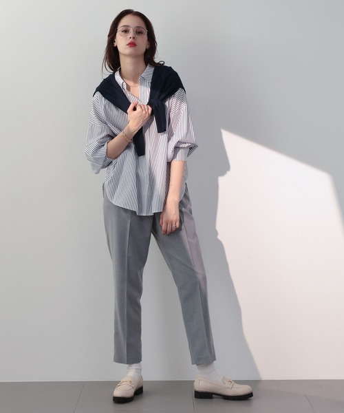 saloon（サルーン）の「SALOON(サルーン)/　ベーシックテーパードパンツ　セットアップ可（スラックス・レディース・グレー/ブラック・MEDIUM/SMALL）」の8枚目の写真