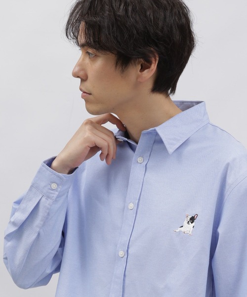 LAKOLE（ラコレ）の「ドッグ刺繍長袖シャツ / 996787（シャツ/ブラウス・メンズ・ブルー/グレー/ホワイト・MEDIUM/LARGE/X-LARGE）」の3枚目の写真
