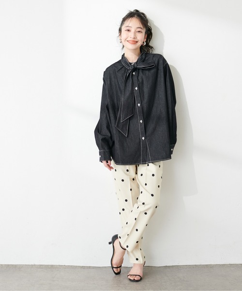 natural couture（ナチュラルクチュール）の「センタープレスツイルパンツ（その他パンツ・レディース・ライトグレー/ブラック/ドット・FREE）」の17枚目の写真
