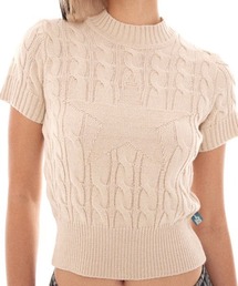 Basic Pleasure Mode（ベーシックプレジャーモード）の「【Basic Pleasure Mode】BARB WIRE KNIT / 【ベーシックプレジャーモード】ロゴプリント半袖ローゲージニット（ニット/セーター）」