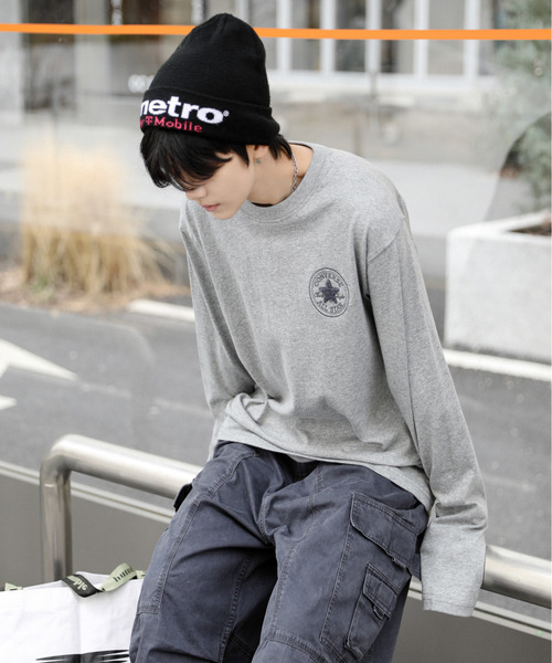 CONVERSE(コンバース)の「【neos】CONVERSE コンバース ルーズシルエット ワンポイント ロゴ サガラ刺繍 ロングスリーブ Tシャツ(Tシャツ/カットソー・メンズ・ベージュ/ネイビー/ホワイト/ブラック/ブルーグレー/グレー・MEDIUM/LARGE/X-LARGE)」の8枚目の写真