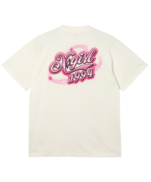 X-girl（エックスガール）の「AIRBRUSH LOGO S/S TEE（Tシャツ/カットソー・レディース・ブラック/ライトピンク/ホワイト・S/M/L/XL）」の15枚目の写真