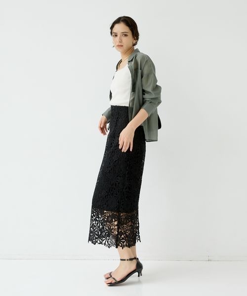 Andemiu（アンデミュウ）の「レースＩラインスカート112733（スカート・レディース・ブラック/アイボリー/ブルー/レッド/グリーン/オレンジ・MEDIUM/SMALL）」の8枚目の写真