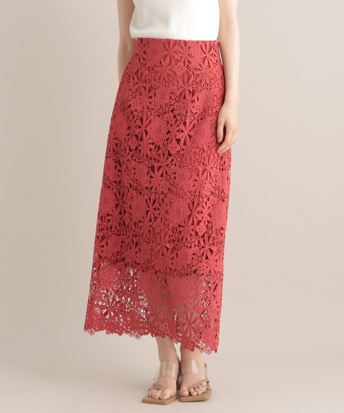 Andemiu（アンデミュウ）の「レースＩラインスカート112733（スカート・レディース・ブラック/アイボリー/ブルー/レッド/グリーン/オレンジ・MEDIUM/SMALL）」の21枚目の写真