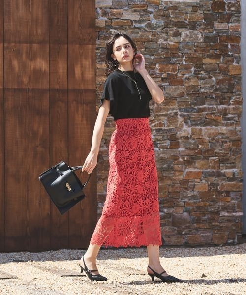 Andemiu（アンデミュウ）の「レースＩラインスカート112733（スカート・レディース・ブラック/アイボリー/ブルー/レッド/グリーン/オレンジ・MEDIUM/SMALL）」の14枚目の写真