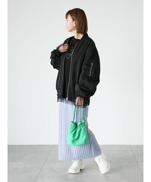 Lugnoncure（ルノンキュール）の「持ち手フリル巾着バッグ（ハンドバッグ・レディース・グリーン/イエロー/ブラック・F）」の5枚目の写真