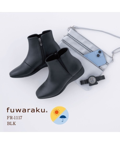 fuwaraku（フワラク）の「【fuwaraku】 幅広 3E 防水 ショートブーツ ＜3.5cmヒール＞ 【22.0cm～25.5cm】（ブーツ・レディース・ブラック・23.0cm/24.0cm/22.5cm/23.5cm/24.5cm/22.0cm/25.0cm）」の10枚目の写真