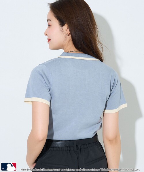 PUBLUX（パブリュクス）の「MLB/エムエルビー MLBスキッパーポロニット　限定展開（ポロシャツ・レディース・オフホワイト/グリーン/サックスブルー・ﾌﾘ-）」の7枚目の写真