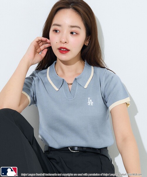 PUBLUX（パブリュクス）の「MLB/エムエルビー MLBスキッパーポロニット　限定展開（ポロシャツ・レディース・オフホワイト/グリーン/サックスブルー・ﾌﾘ-）」の11枚目の写真