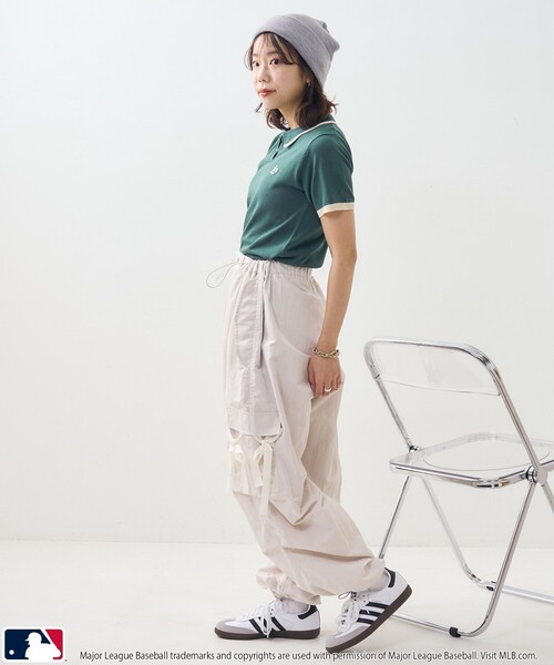 PUBLUX（パブリュクス）の「MLB/エムエルビー MLBスキッパーポロニット　限定展開（ポロシャツ・レディース・オフホワイト/グリーン/サックスブルー・ﾌﾘ-）」の17枚目の写真