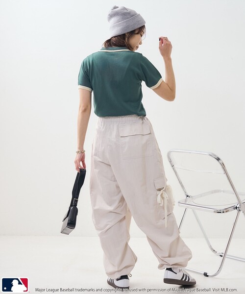 PUBLUX（パブリュクス）の「MLB/エムエルビー MLBスキッパーポロニット　限定展開（ポロシャツ・レディース・オフホワイト/グリーン/サックスブルー・ﾌﾘ-）」の18枚目の写真