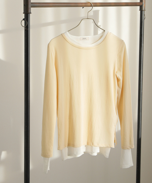 journal standard L'essage(ジャーナルスタンダードレサージュ)の「レイヤードシースルー プルオーバー(2枚セット)(Tシャツ/カットソー・レディース・ホワイト系その他/チャコールグレー/ベージュ・FREE)」の1枚目の写真