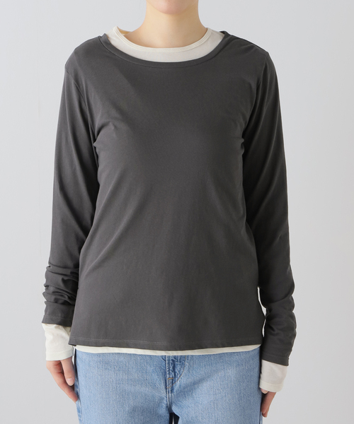 journal standard L'essage(ジャーナルスタンダードレサージュ)の「レイヤードシースルー プルオーバー(2枚セット)(Tシャツ/カットソー・レディース・ホワイト系その他/チャコールグレー/ベージュ・FREE)」の20枚目の写真