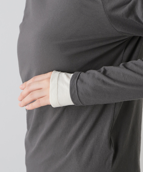 journal standard L'essage(ジャーナルスタンダードレサージュ)の「レイヤードシースルー プルオーバー(2枚セット)(Tシャツ/カットソー・レディース・ホワイト系その他/チャコールグレー/ベージュ・FREE)」の14枚目の写真