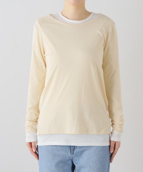 journal standard L'essage(ジャーナルスタンダードレサージュ)の「レイヤードシースルー プルオーバー(2枚セット)(Tシャツ/カットソー・レディース・ホワイト系その他/チャコールグレー/ベージュ・FREE)」の9枚目の写真