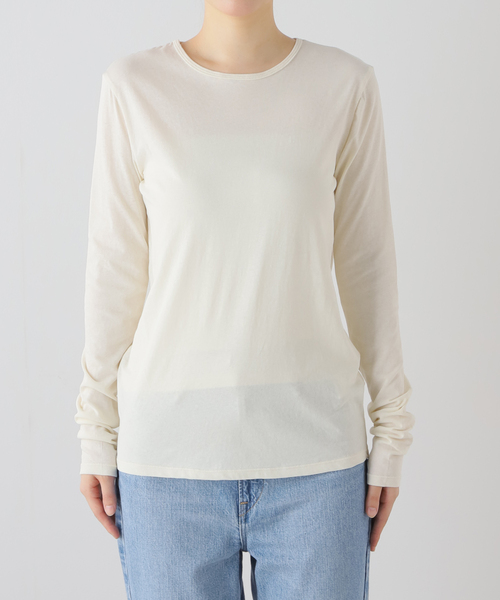 journal standard L'essage(ジャーナルスタンダードレサージュ)の「レイヤードシースルー プルオーバー(2枚セット)(Tシャツ/カットソー・レディース・ホワイト系その他/チャコールグレー/ベージュ・FREE)」の7枚目の写真
