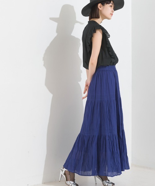 OMNES（オムネス）の「コットンボイルフリルノースリーブシャツ（シャツ/ブラウス・レディース・ホワイト/ブラック/グリーン/ブラウン/ブルー・FREE）」の15枚目の写真