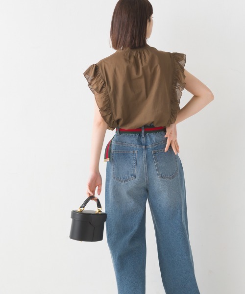 OMNES（オムネス）の「コットンボイルフリルノースリーブシャツ（シャツ/ブラウス・レディース・ホワイト/ブラック/グリーン/ブラウン/ブルー・FREE）」の17枚目の写真