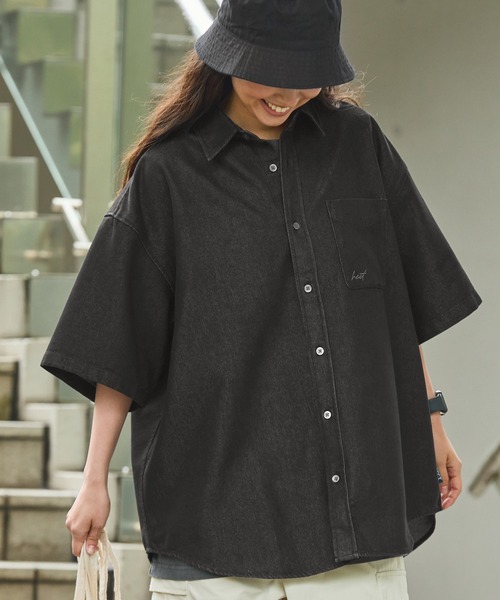 ブラウス シャツ regular collar denim shirt /レギュラーカラー デニム シャツ レディース ブラウス シャツ regular collar denim shirt /レギュラーカラー
