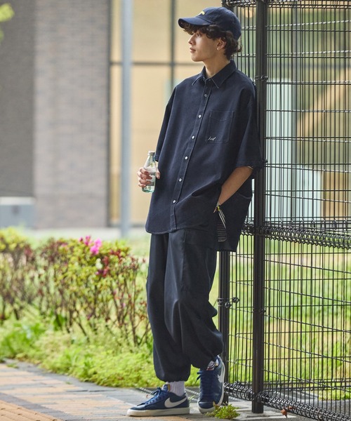 HECT】Big Regular collar Logo S/S Denim Shirt / ビッグ