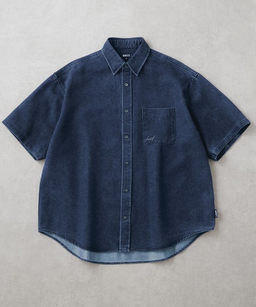 HECT】Big Regular collar Logo S/S Denim Shirt / ビッグ
