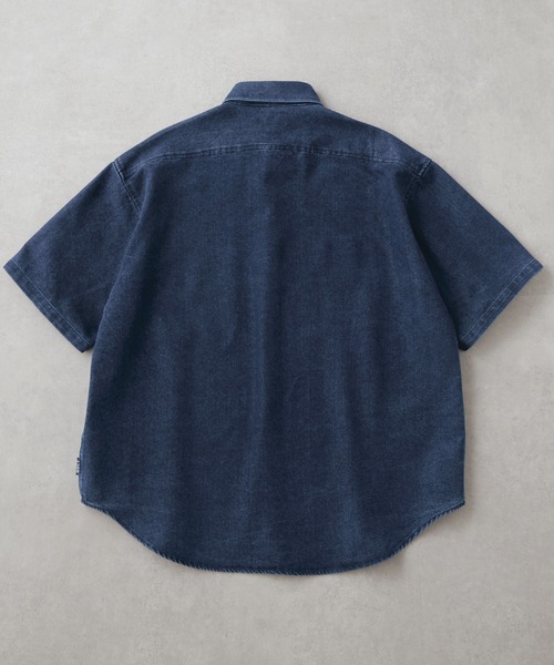 HECT】Big Regular collar Logo S/S Denim Shirt / ビッグ