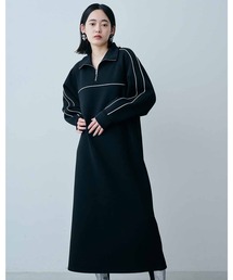 MEDE19F ライン遣いのハーフジップワンピース