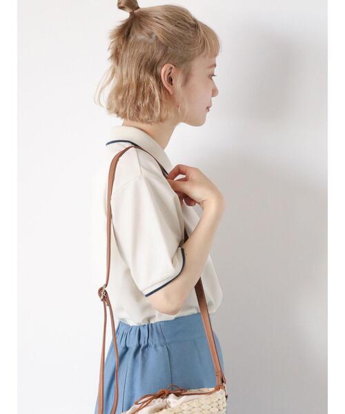 ehka sopo（エヘカソポ）の「ワンポイント刺繍ポロシャツ（ニット/セーター・レディース・オフホワイト/レッド/ネイビー/グリーン・F）」の9枚目の写真